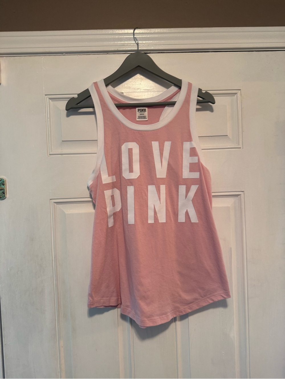 PINK Victoria's Secret Light Pink Tank with White Trim